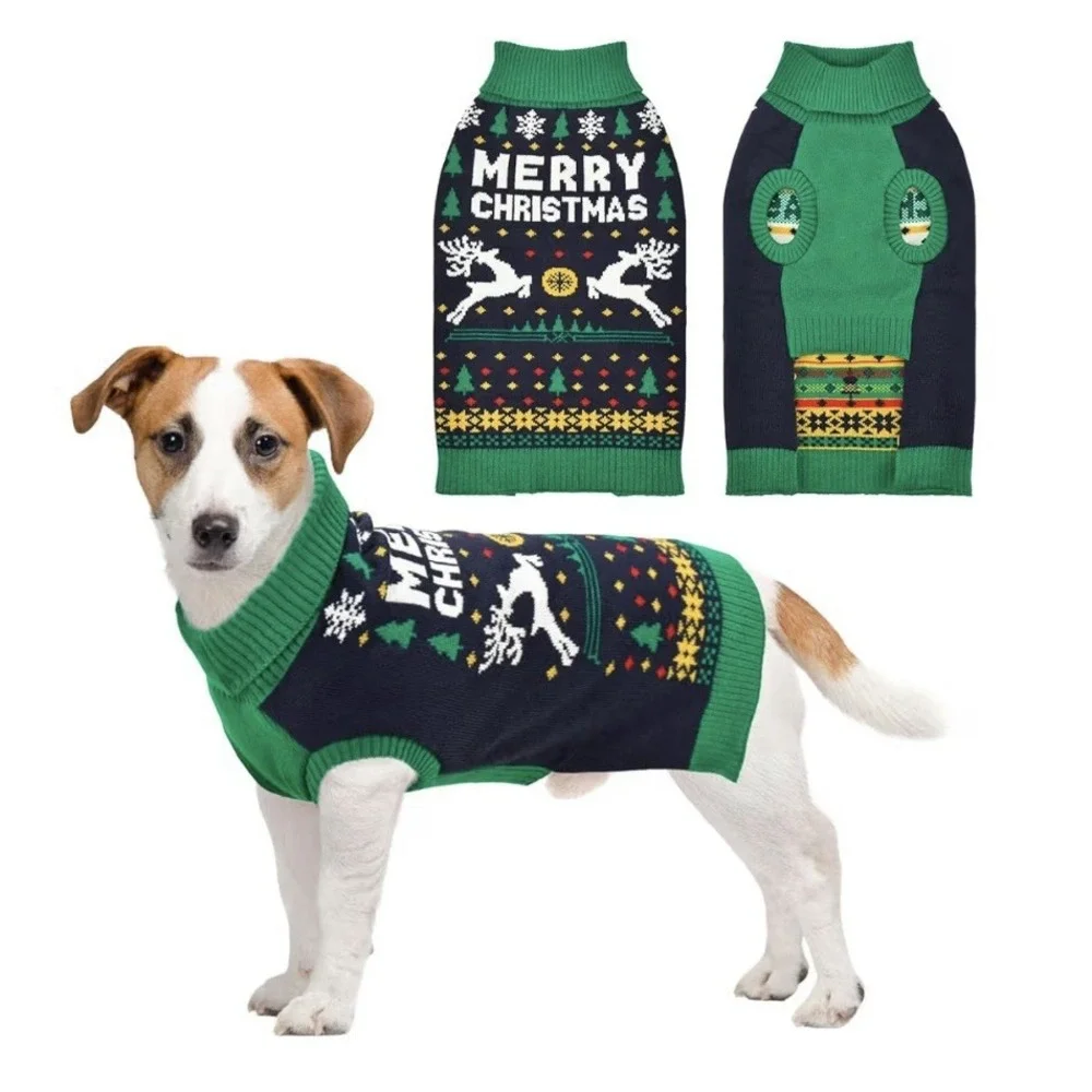 Vehomy‎ Christmas Dog Sweater Xmas Pet Clothes Cat Puppy Turtleneck XL